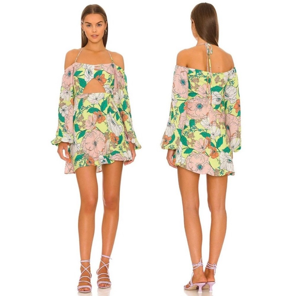 Revolve AFRM Dolly Mini Dress in Spring Lime Bouquet